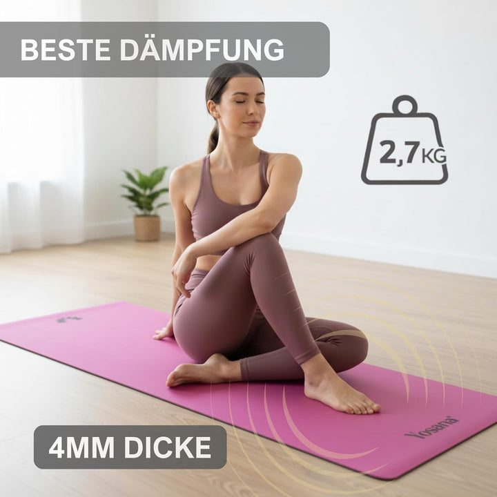 Yosana Yogamatte aus Naturkautschuk | extrem rutschfest | ULTRA GRIP Oberfläche aus ECO PU | extra b