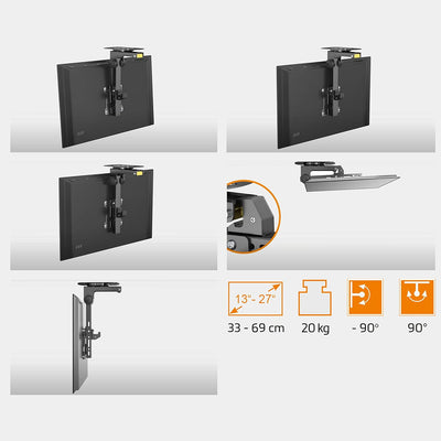 Klappbarer Aluminium TV Deckenhalter, Vollbeweglich, 13-27 Zoll, 33-69cm