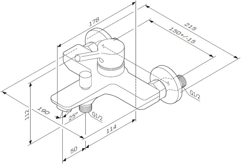 AM.PM X-Joy S Wannen-& Brausebatterie mit Einhebelmischer, SA-Standard, SoftMotion Kartusche, Neoper