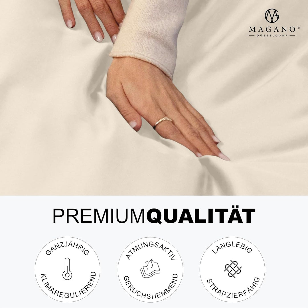 Magano® Premium Bettwäsche 155x200 Beige | Weich &amp; Bügelfrei | Hypoallergen &amp; Atmungsaktiv | Deckenb
