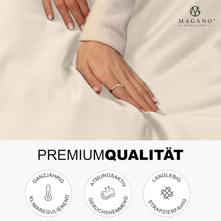 Magano® Premium Bettwäsche 155x200 Beige | Weich &amp; Bügelfrei | Hypoallergen &amp; Atmungsaktiv | Deckenb