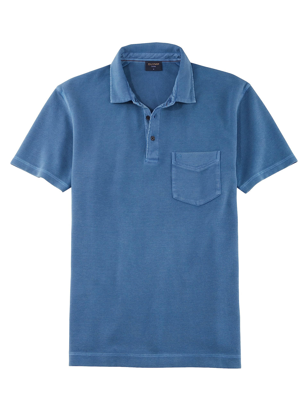 OLYMP Herren Polo-Shirt Kurzarm Casual Wirk,Uni,Regular fit L Rauchblau 13, L Rauchblau 13