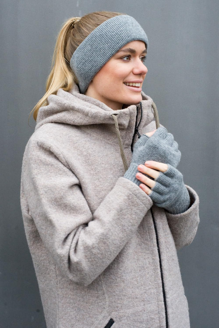FosterNatur, Merino Stirnband mit Baumwollfutter, 100% Wolle Grau, Grau