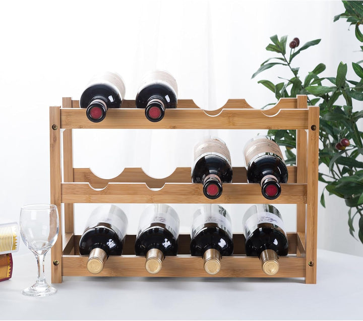 Weinregal, Klein Flaschenregal Lagerung Halter, Natürliche Flaschenhalter aus Bambus, Wein Flaschen