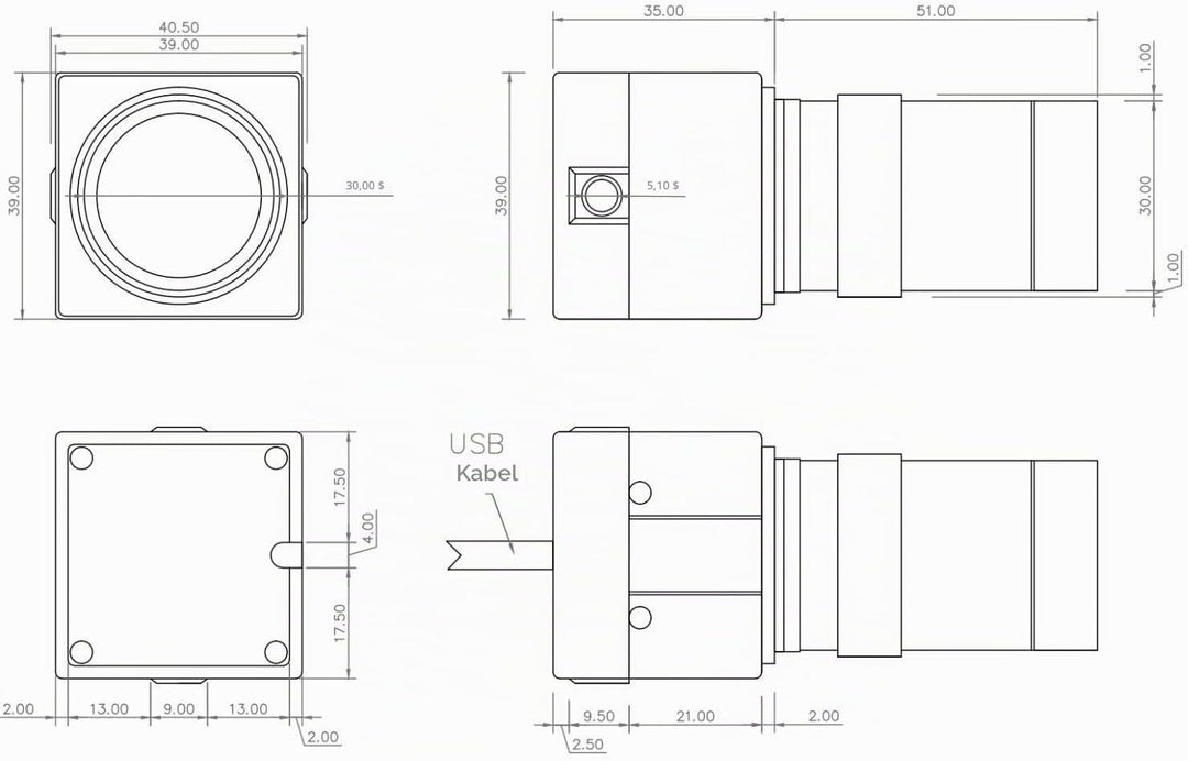 ELP USB Kamera 1080P Low Illumination Webcam 5-50mm Optischer Zoom Objektiv Variabler Fokus IMX323 U