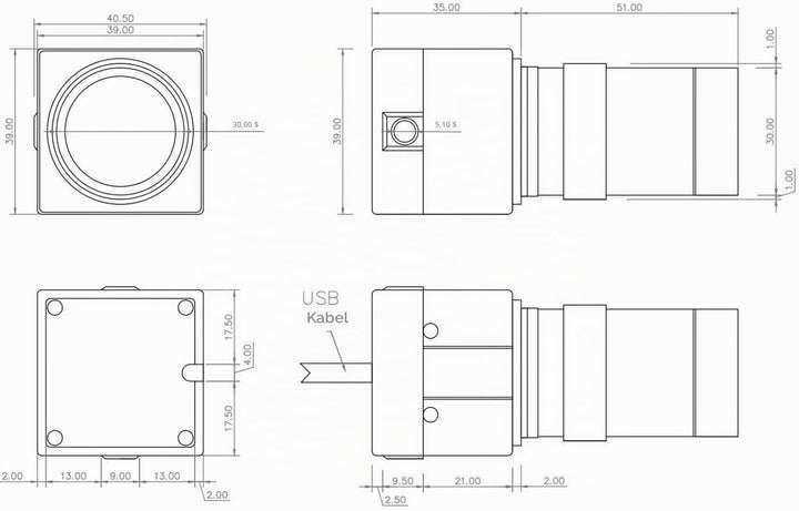 ELP USB Kamera 1080P Low Illumination Webcam 5-50mm Optischer Zoom Objektiv Variabler Fokus IMX323 U