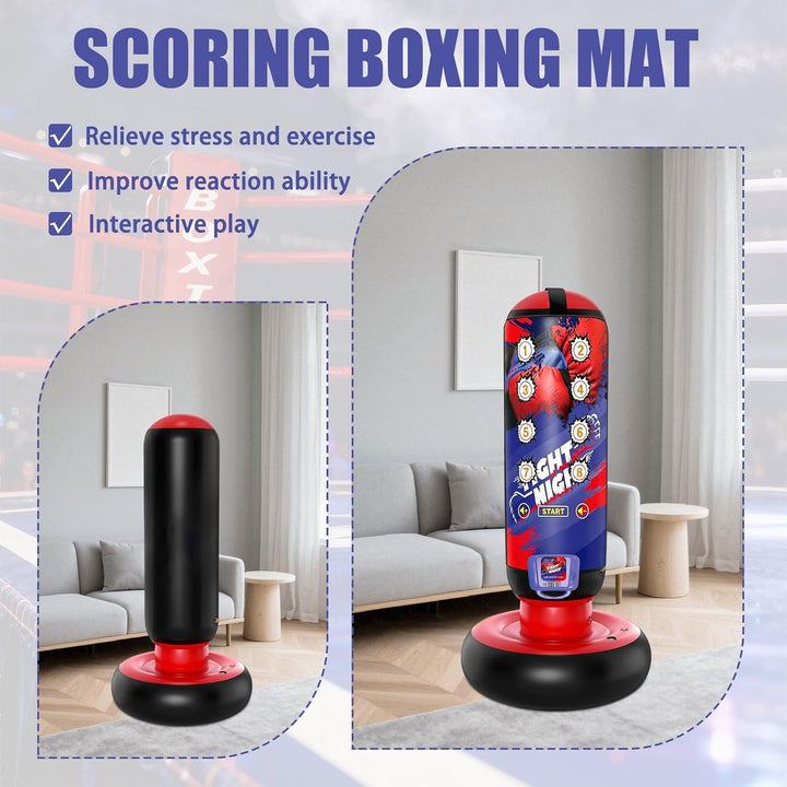 Boxziel Kinder – Interaktives Boxtraining Gerät mit Musik & Licht – Selbstklebendes Punch Target zum