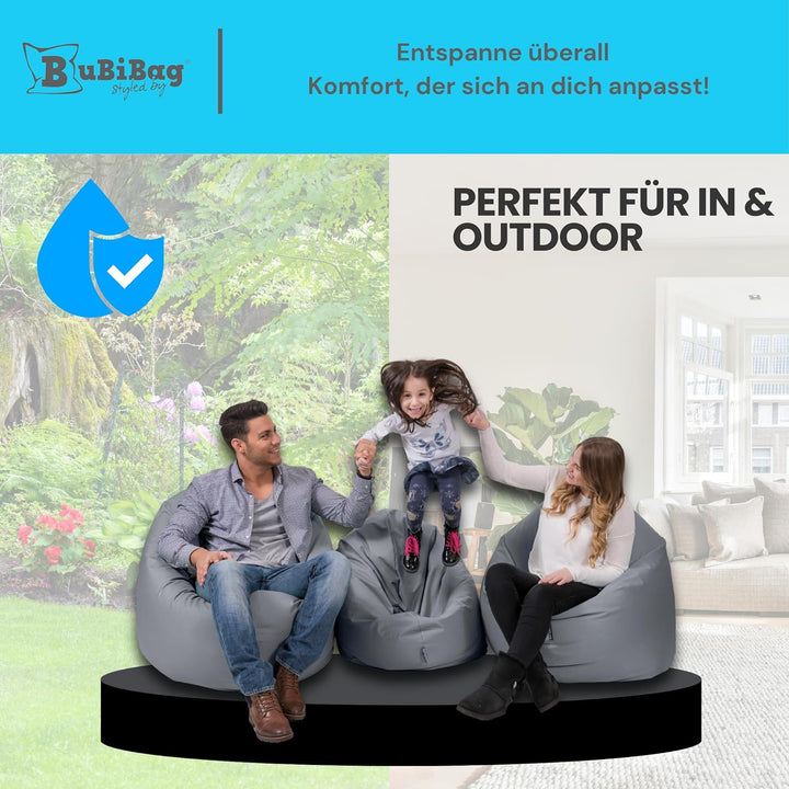 BuBiBag 2in1 Sitzsack L - XXL mit Füllung für Kinder & Erwachsene, Gaming Beanbag & Bodenkissen für