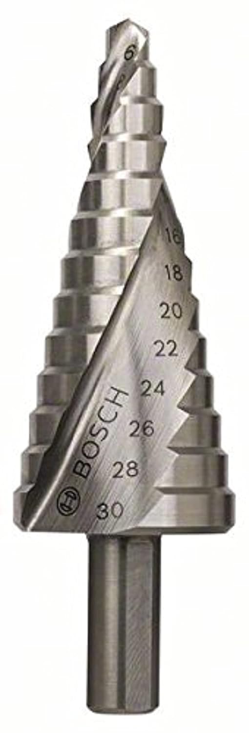 Bosch Professional Stufenbohrer HSS (für dünne Materialien z.B. Stahlblech, Ø 6-30 mm, mit 13 Stufen
