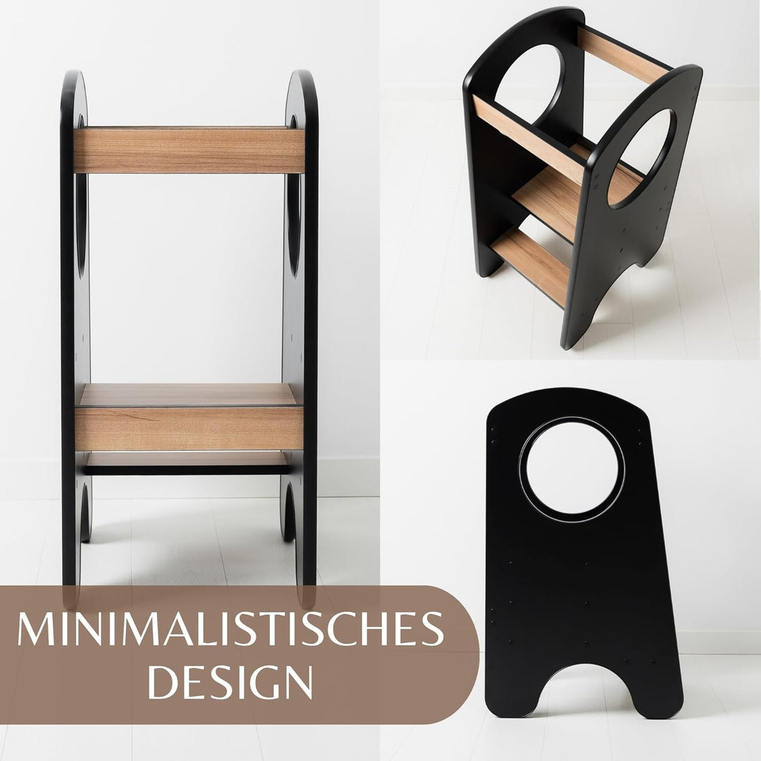 KIDIE Kinder Lernturm ab 1 Jahr, Montessori Höhenverstellbar Lernstuhl Baby, Toddler Learning Tower