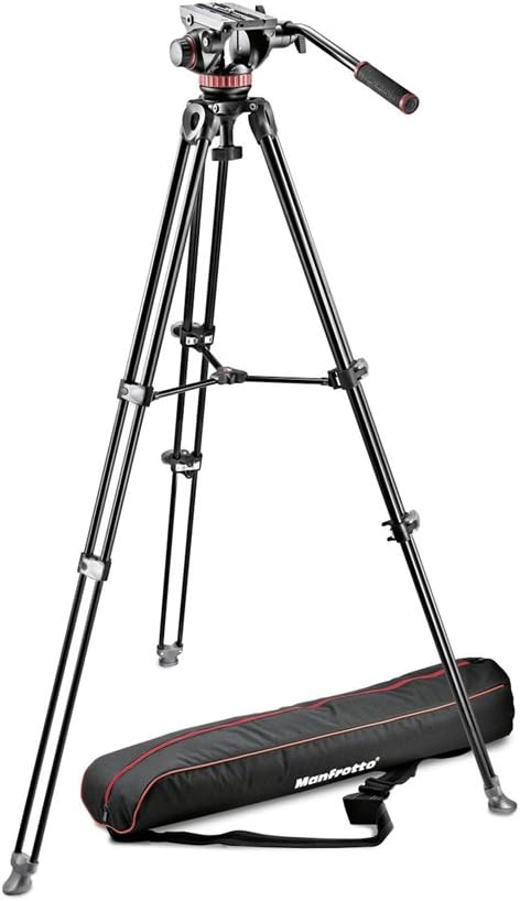 Manfrotto MVK502AM-1, Professional Fluid Video System Aluminium Tripod with Telescope Twin Leg, 75mm