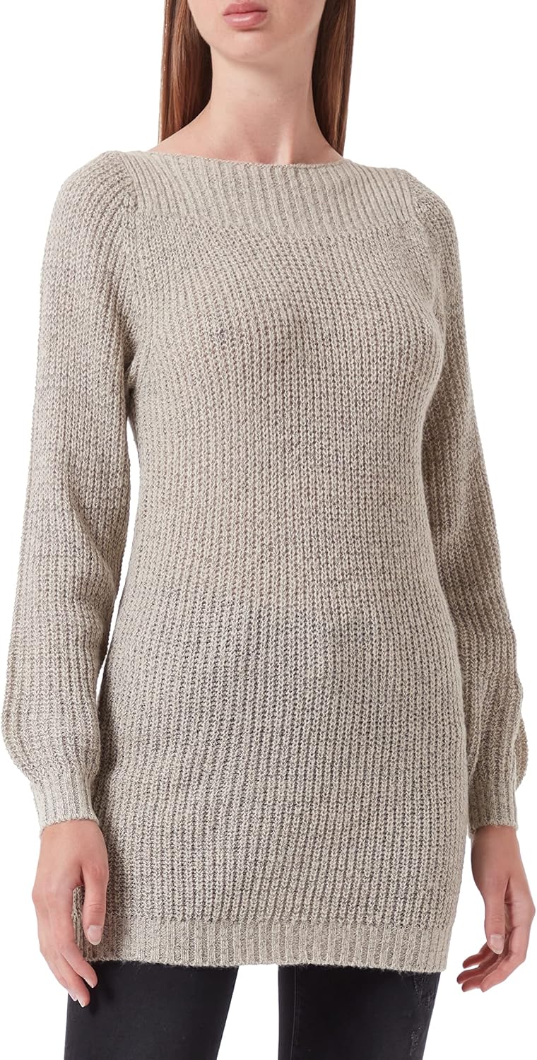 JdY Damen Jdywhitney Megan L/S Boat Dress KNT Noos Strickkleid XXS Cement/Detail:w Black Ply, XXS Ce