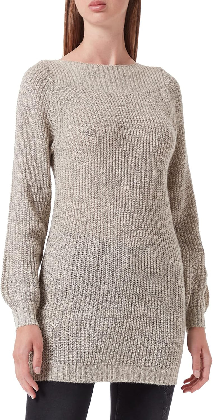 JdY Damen Jdywhitney Megan L/S Boat Dress KNT Noos Strickkleid XXS Cement/Detail:w Black Ply, XXS Ce