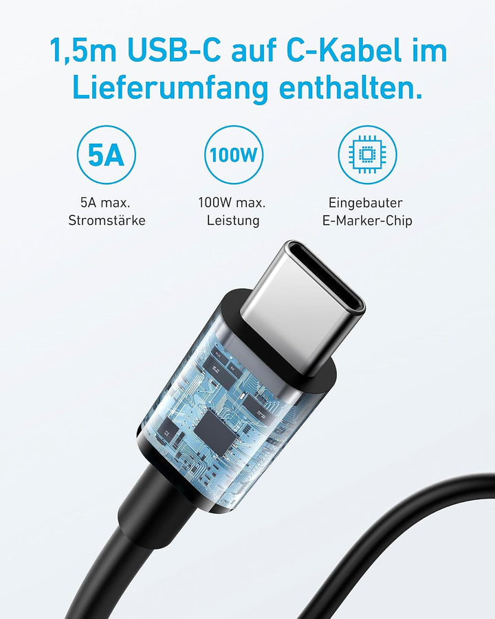 Anker USB C Ladegerät 67W, Anker 335 Netzteil mit PIQ 3.0, 3-Port Schnellladegerät, Für iPhone 16/15