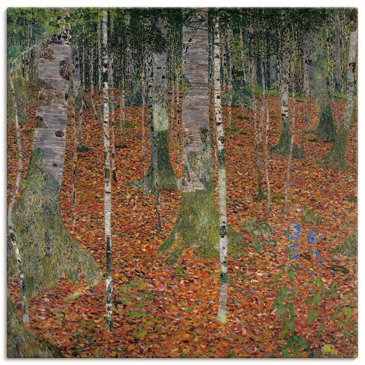 ARTland Leinwandbilder Wandbild Bild auf Leinwand 70x70 cm Wanddeko Landschaften Wald Bäume Birke Bi