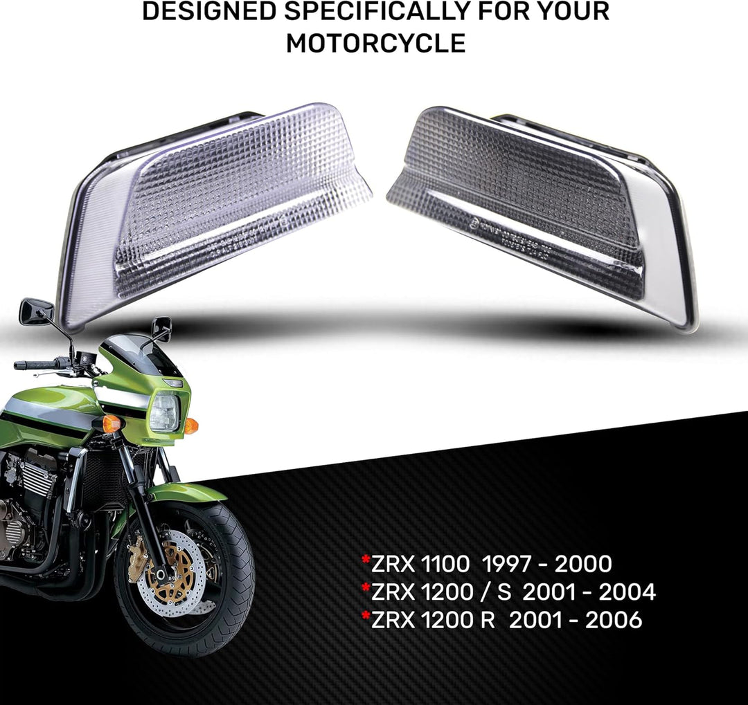 avdb-moto LED-Bremslicht mit integrierten Blinker kompatibel mit Kawasaki ZRX, 1100, 1200 (Klar), Kl
