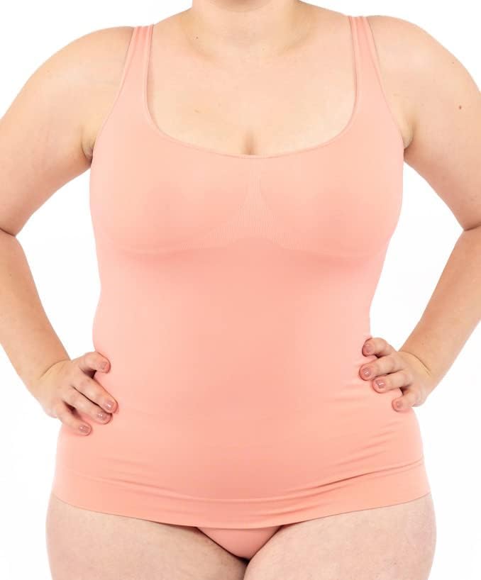 LEELA LAB Unterhemd Damen Grosse Grössen, Tank Top Basic Line, Dünne Träger und Bruststütze, mit Nah