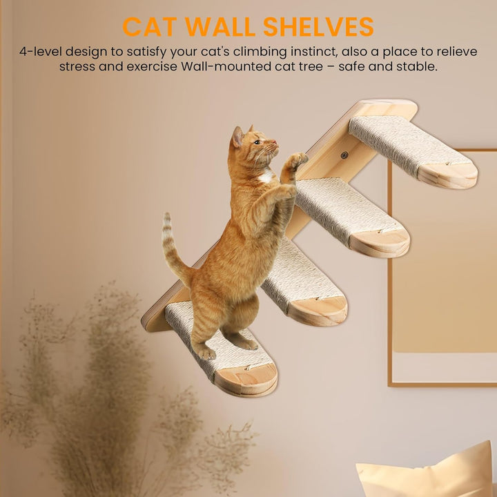 Kletterwand und Leiter für Katzen aus massiver Eiche – Möbel bis 15 kg