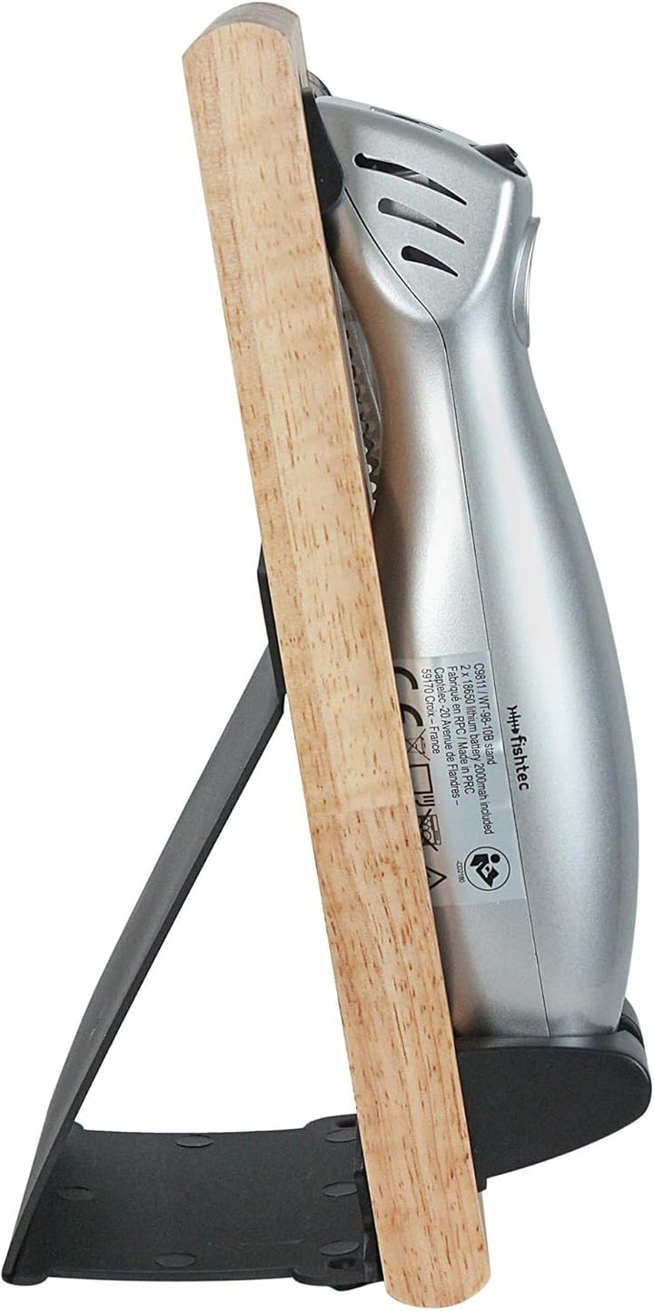 FISHTEC Easy Cut Plus Kabelloses Elektromesser mit Ladegerät und Holzständer zum Schneiden von Brot,