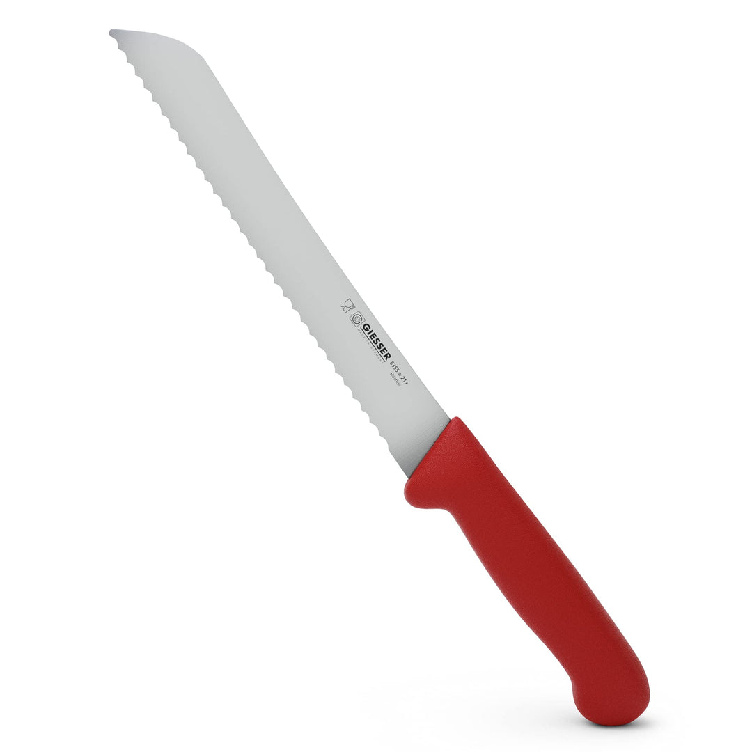Giesser seit 1776 - Made in Germany - Brotmesser rot, Basic Red, Klinge 21 cm, Wellenschliff, rutsch