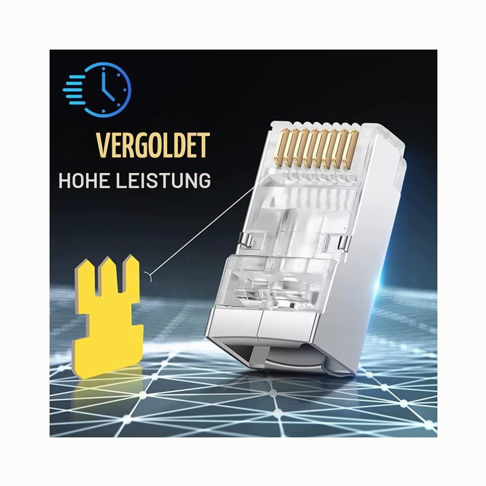 VIVOCH Cat6 RJ45 Pass-Through-Steckverbinder - 50 Stück Metallgeschirmte FTP 8P8C Modulare Netzwerks