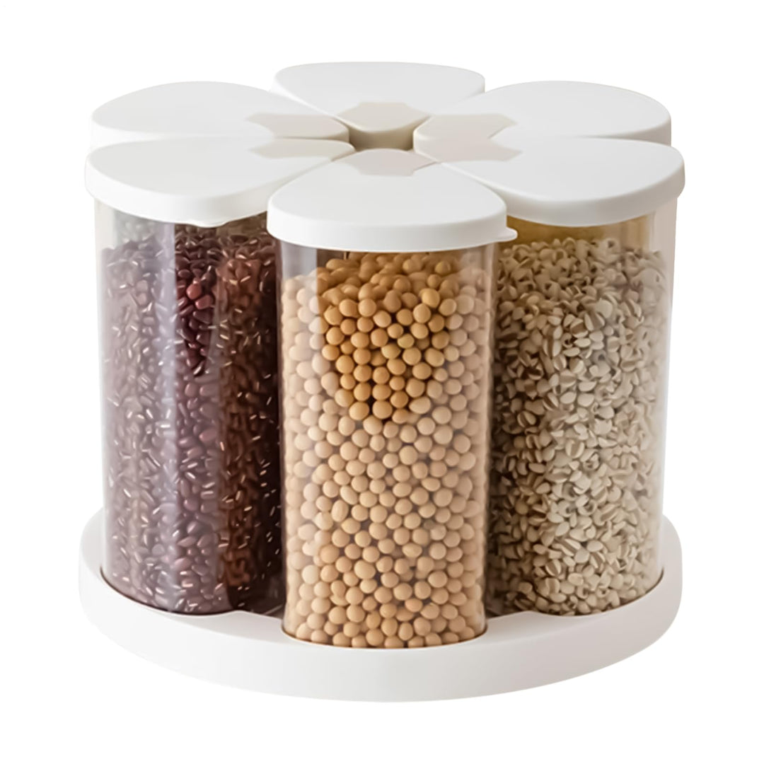 Rotierender Lebensmittelspender – Getreidespender, rotierende Küchen-Aufbewahrungsbehälter, 6 Fächer
