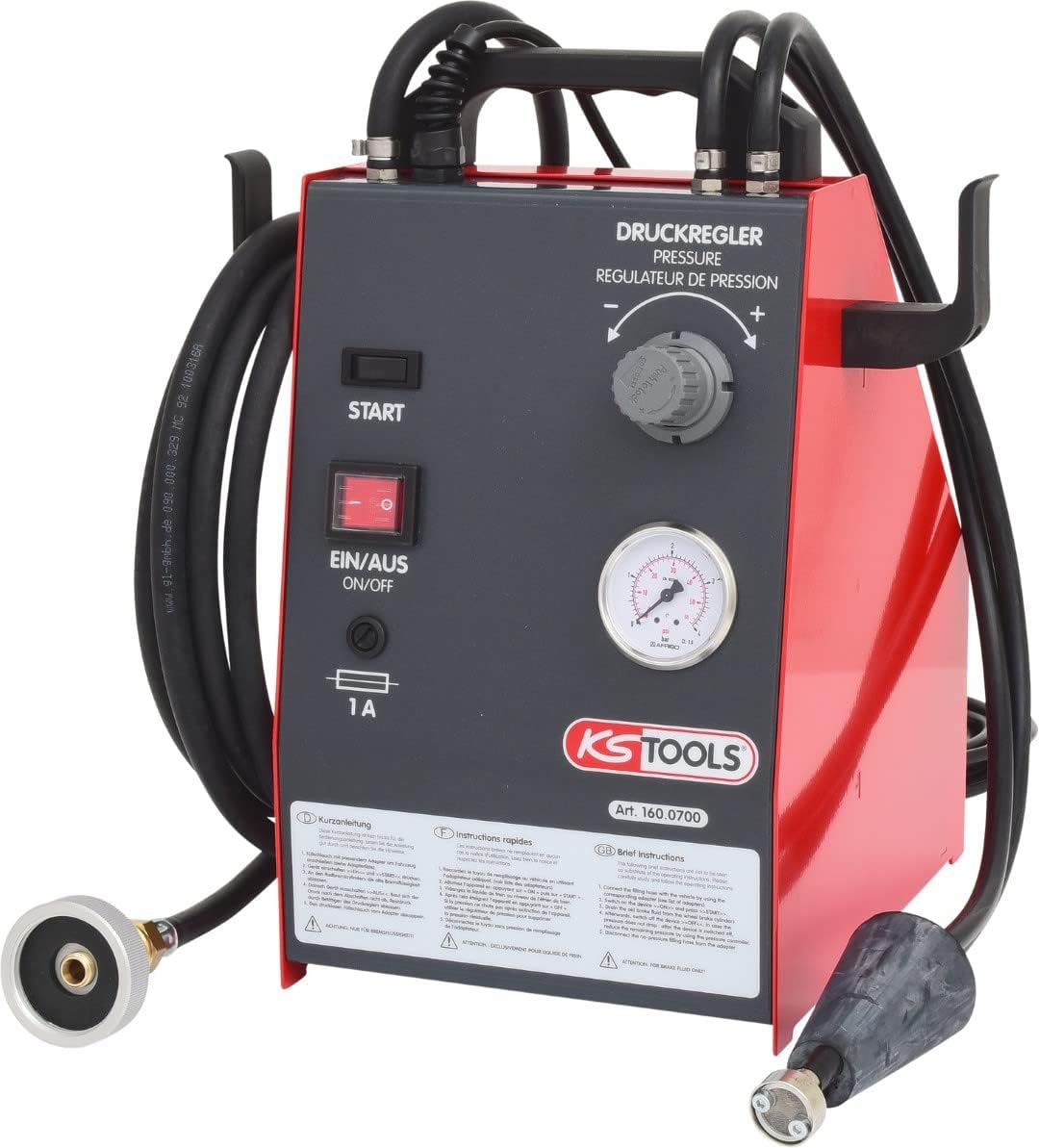 KS Tools 160.0700 Bremsenwartungsgerät KS5, 5 Liter & BGS 8343 | Ölfasspumpe mit Hebel Bundle mit Öl