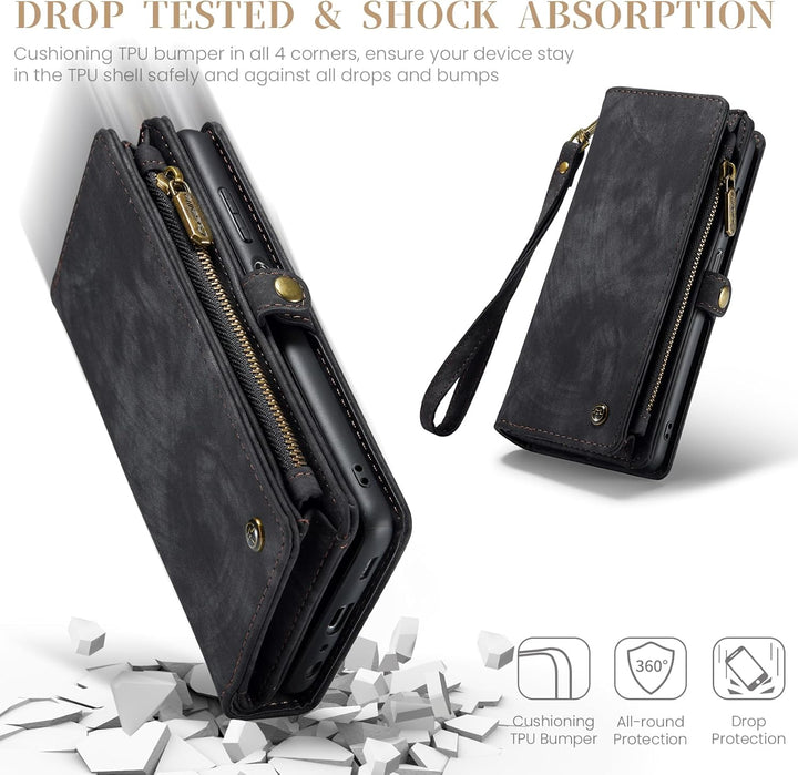 UFinetech für Samsung A15 Hülle, Stossfest Kartenfach Magnetisch Abnehmbare Tasche Handyhülle für Sa