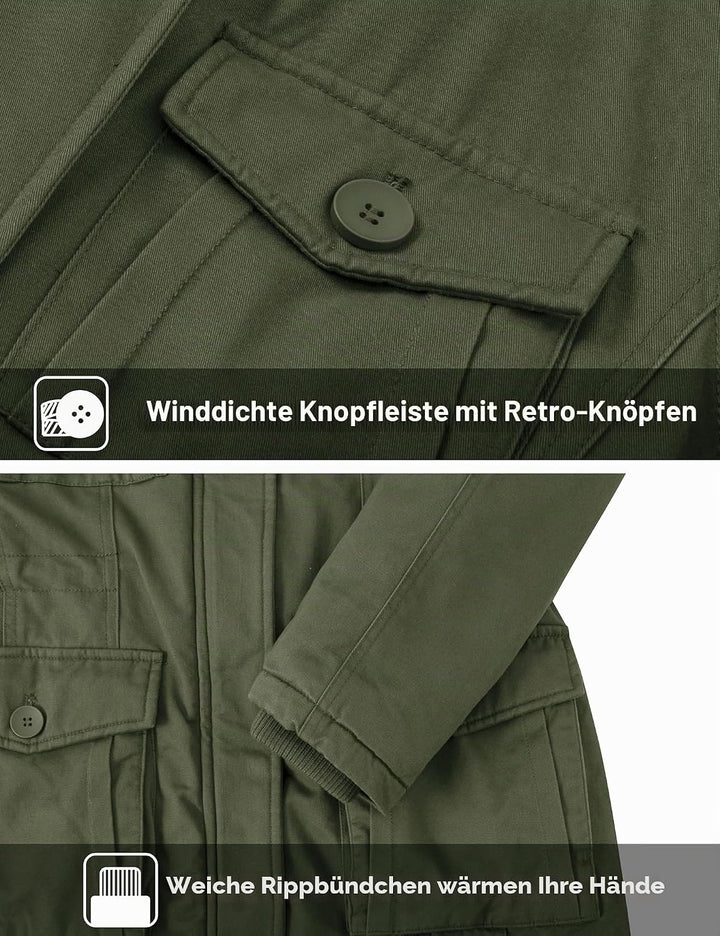 Wantdo Damen Klassische Baumwoll Jacke Warmer Fleece Mantel Winter Outdoor Parka Jacke Mittellanger
