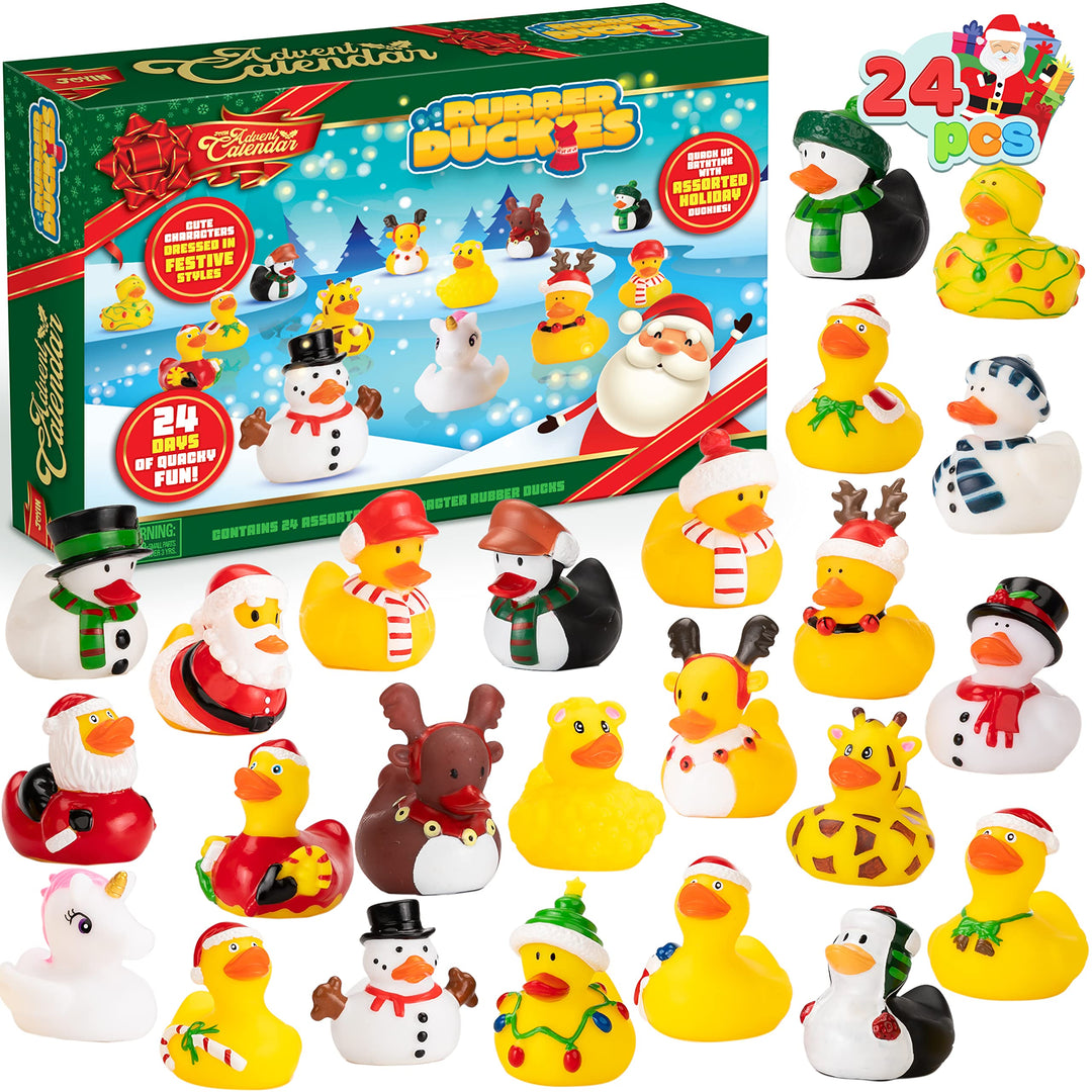 JOYIN Adventskalender 2023 mit Spielzeug Ente für 24 Tage Weihnachten Countdown mit 24 Gummienten fü