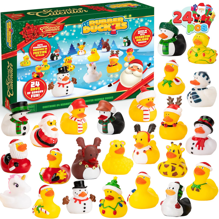 JOYIN Adventskalender 2023 mit Spielzeug Ente für 24 Tage Weihnachten Countdown mit 24 Gummienten fü