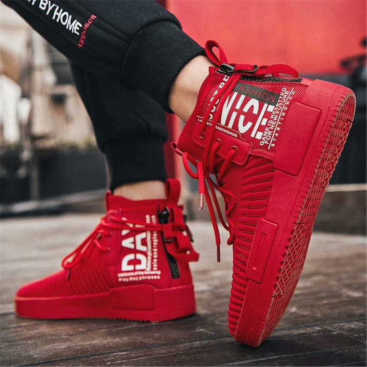 FUSHITON Herren Sportschuhe High Top Turnschuhe Mode Freizeitschuhe Draussen Laufschuhe Sneakers Lei