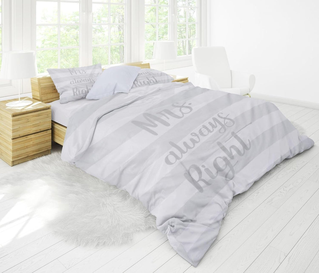 JACK 4 TLG Satin Bettwäsche Partnerbettwäsche 135x200cm Mr. Right + Mrs. Always Right