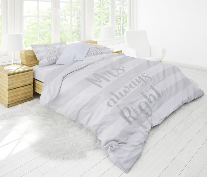 JACK 4 TLG Satin Bettwäsche Partnerbettwäsche 135x200cm Mr. Right + Mrs. Always Right