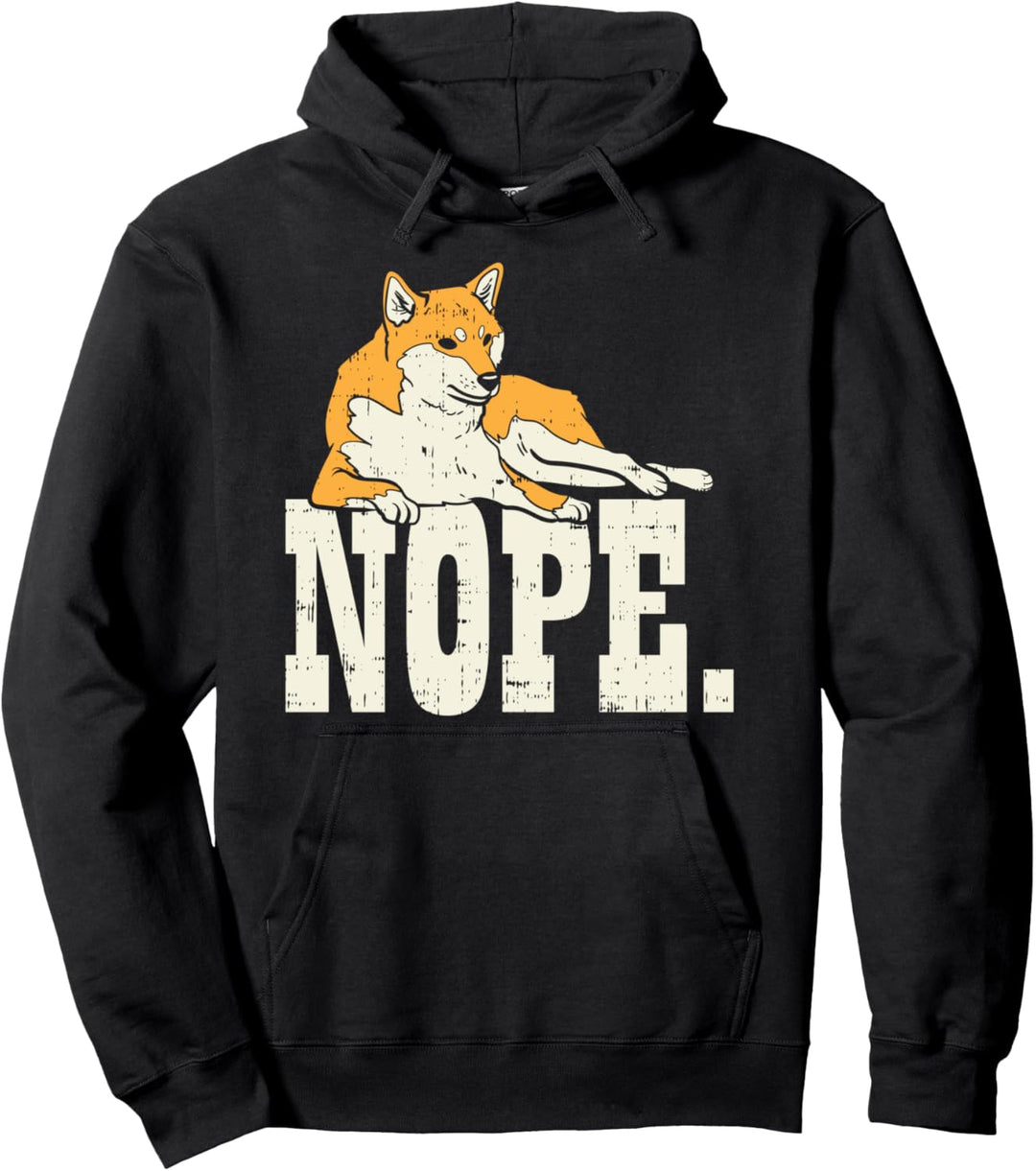 Nope Shiba Inu Cute Japanese Pet Dog Akita Doge Meme Gift Pullover Hoodie