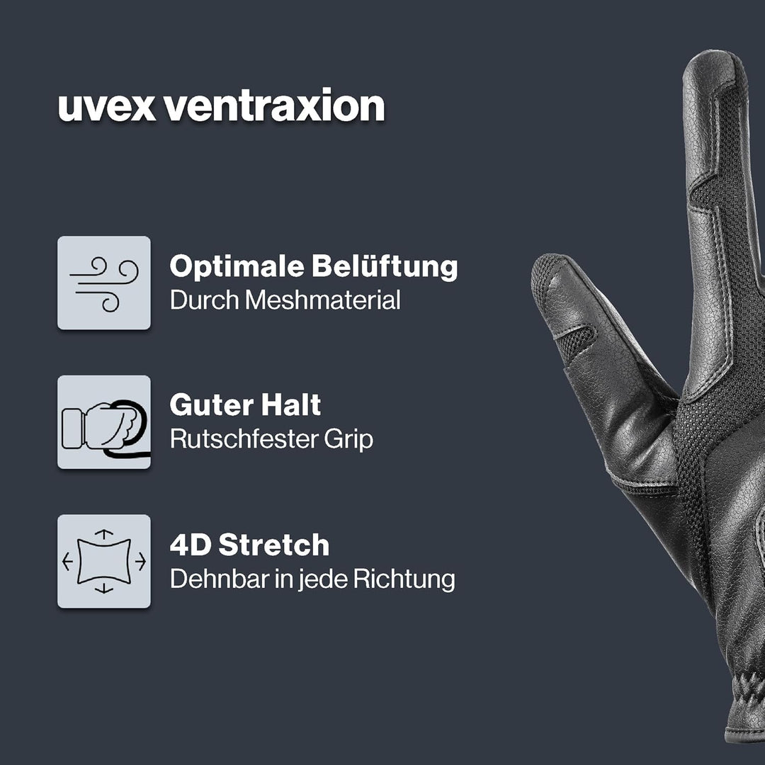 uvex Unisex – Erwachsene Ventraxion Reithandschuhe 5-6 Schwarz, 5-6 Schwarz