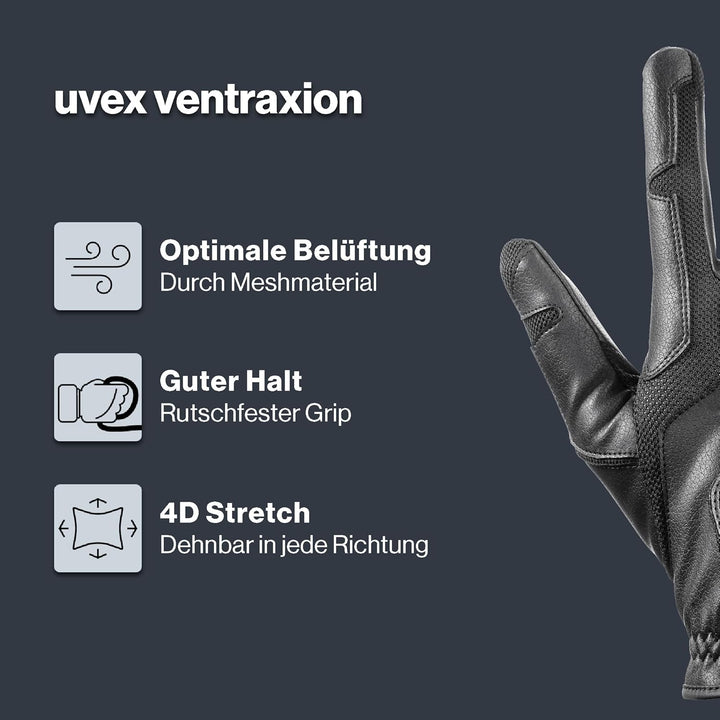 uvex Unisex – Erwachsene Ventraxion Reithandschuhe 5-6 Schwarz, 5-6 Schwarz