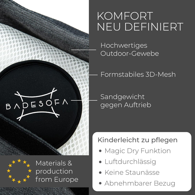 BADESOFA® Badewannen-Sitzkissen | Für bequemes Baden | Made in EU | Unterwasser-Kissen waschbar | Ba