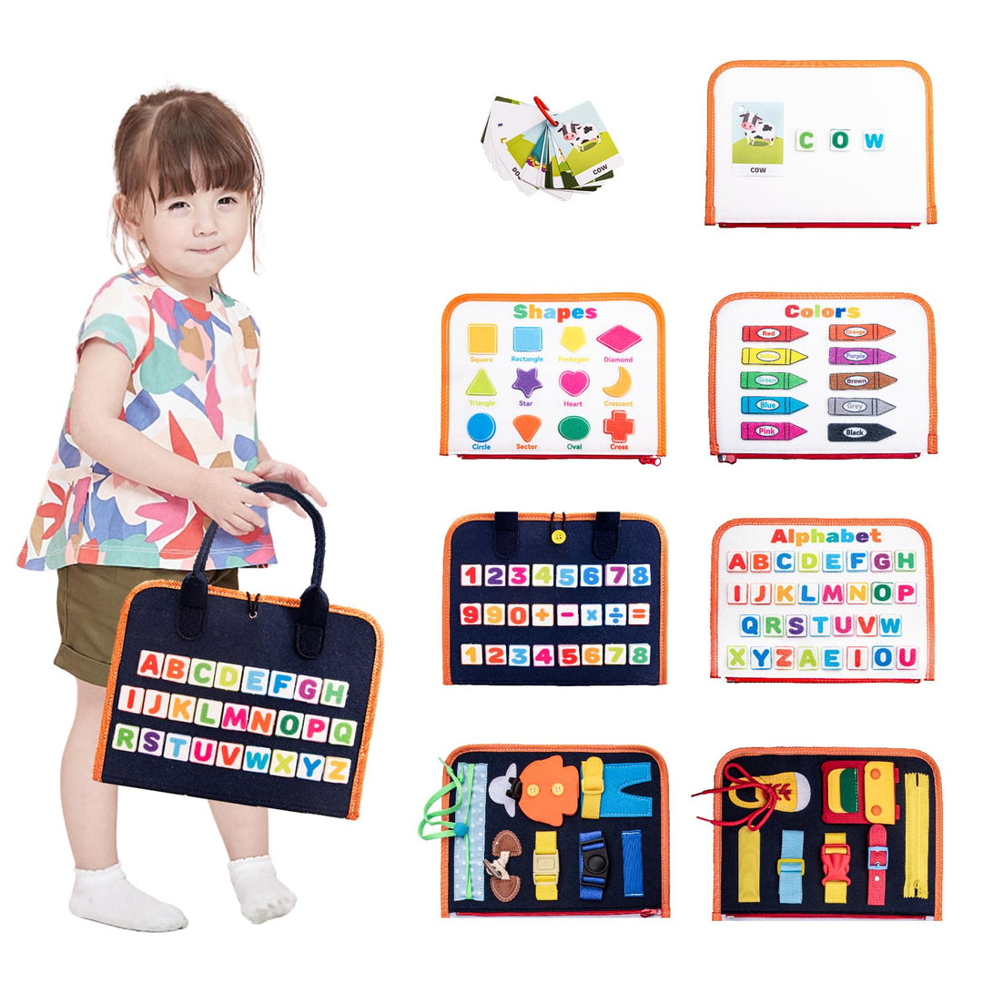 Montessori Quiet Book Busy Board für Kleinkinder ab 1-3 Jahren – 20-in-1 Aktivitätsboard aus Weichem