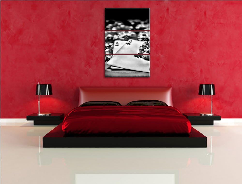 Pixxprint Spielkarten als Leinwandbild | Grösse: 3 Teilig (120x80) | Wandbild| Kunstdruck | fertig b