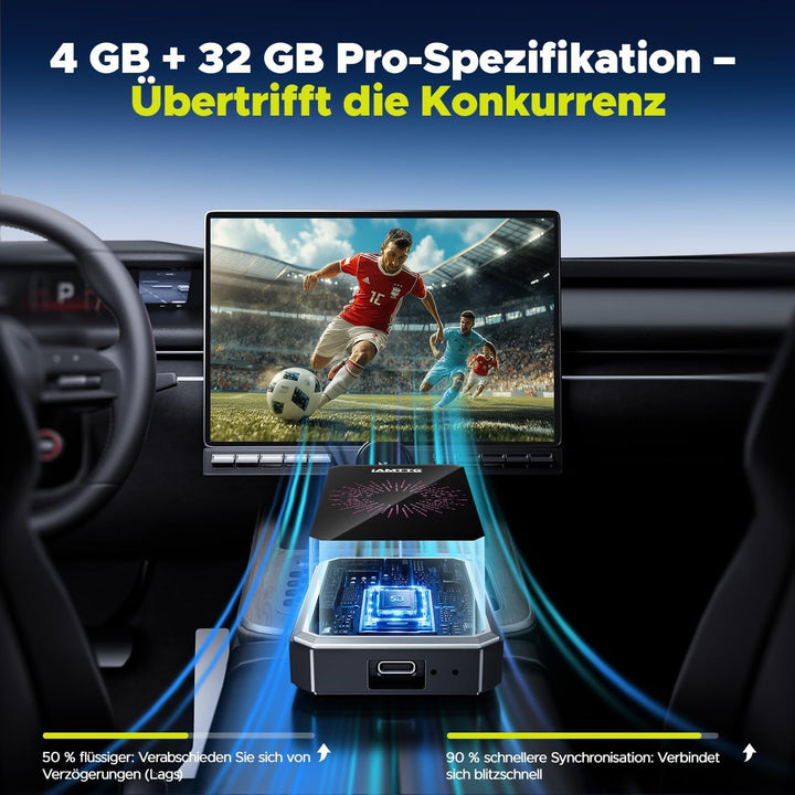 LAMTTO Wireless CarPlay Adapter AI Box mit Google Play App-Download & Gemini AI für CarPlay & Androi