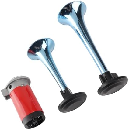 KIMISS 12V 178dB Air Horn Lauter Klang Doppeltrompete mit Luftkompressor für Auto, Motorrad, Boot, L