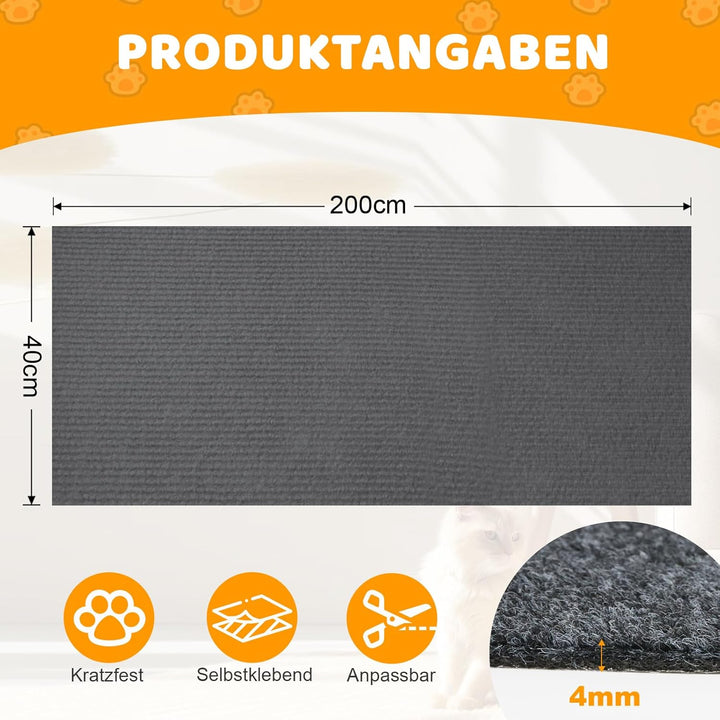 Storystore Selbstklebend Kratzmatte Katze, 40cm x 200cm Katzen Kratzmatte Kratzschutz Sofa Katze, DI
