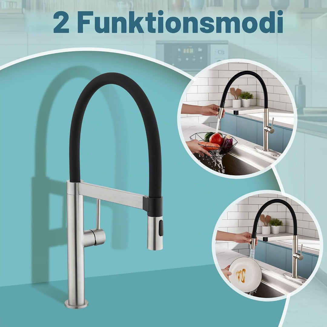 Tohlar Wasserhahn Küche, Hochdruck Küchenarmatur mit Herausziehbarer Brause, Einhebel Küchenarmatur