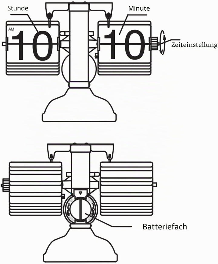 TOPINCN Retro-Stil Klapp-Schreibtisch-Regaluhr, 304 Edelstahl-Klappuhr, Grosse Zahl, Batteriebetrieb