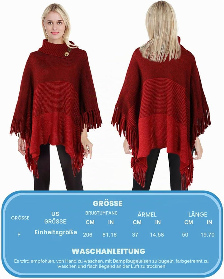JFAN Poncho Damen Winter Strick Ponchos &amp; Capes für Damen Elegant Warm mit Ärmel Lange Trendy Oversi