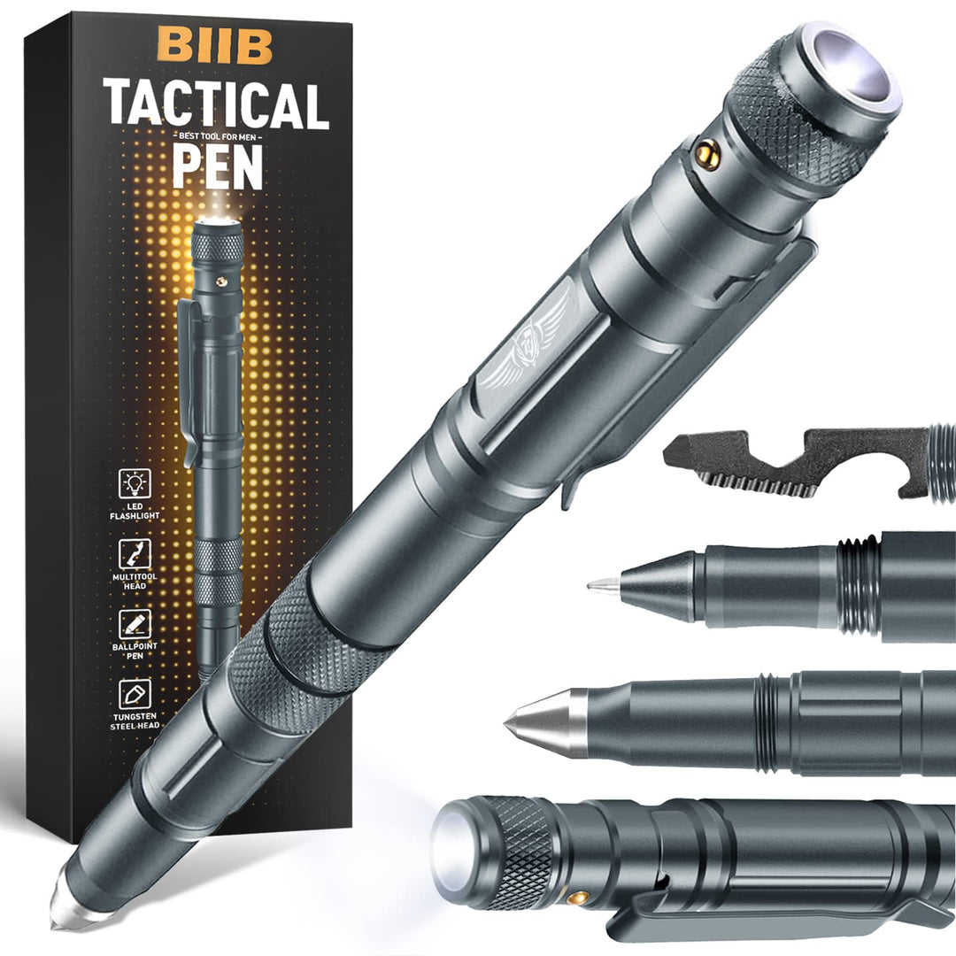 BIIB Geschenke für Männer,Multitool Pen mit LED Gadgets, Feuerwehr Geschenke, Valentinstag Geschenke