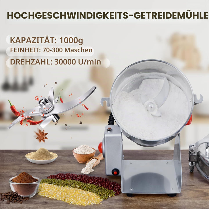 Goldtouch GetreidemüHle Elektrische 1000g Flockenquetsche Elektrisch 3000w Edelstahl SchrotmüHle 300