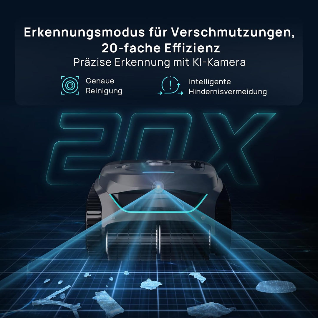 WYBOT (Neues Modell) C2 Vision-A Kabelloser Poolroboter Akku mit KI-Kamera, 8 Modi, starker Saugkraf