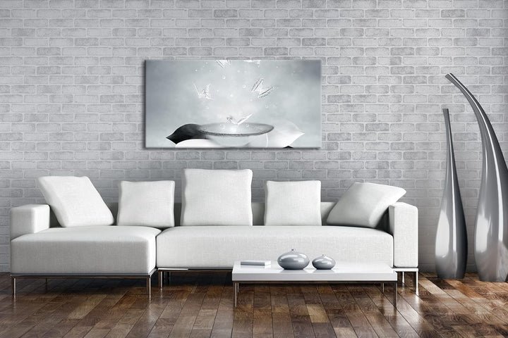 zauberhafte Schmetterlinge Panorama 60x30 cm als Leinwandbild, Motiv fertig gerahmt auf Echtholzrahm